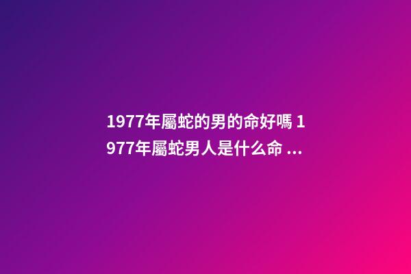 1977年屬蛇的男的命好嗎 1977年屬蛇男人是什么命 77年蛇男的一生命運如何，1977年屬蛇人的后半生命運-第1張-觀點-玄機派